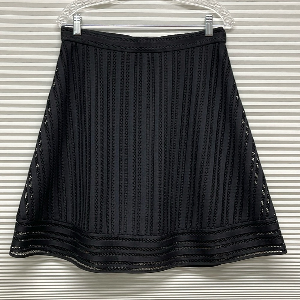 J. Crew Black Striped Eyelet A-Line Skirt Size 10